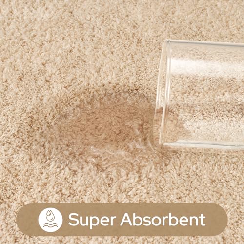 HOMEIDEAS Upgraded Bathroom Rugs Set 3 Piece, Ultra Soft Memory Foam Bath Mats, Super Absorbent Non Slip Washable U-Shaped Toilet Bath Rug (Beige, 17"x24"+20"x32"+U-Shaped 20"x24") - color: Beige
