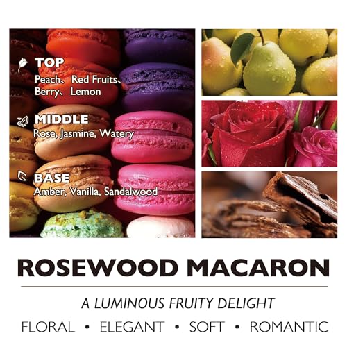 HomeLights Scented Candles | Large Jar Candle - 33.3 Oz. Natural Soy Aromatherapy Candles | Up to 70 Hours Burn Time with 3 Cotton Wicks, Home Decorative Fragrance Candles - Rosewood Macaron - color: Rosewood Macaron