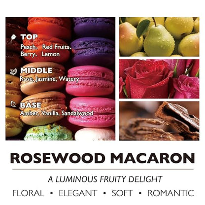 HomeLights Scented Candles | Large Jar Candle - 33.3 Oz. Natural Soy Aromatherapy Candles | Up to 70 Hours Burn Time with 3 Cotton Wicks, Home Decorative Fragrance Candles - Rosewood Macaron - color: Rosewood Macaron