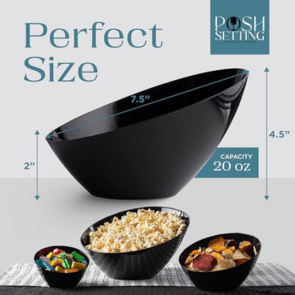 5 Pack Black Angled Plastic Serving Bowl Disposable for Party Table 20oz | Angled Bowl Design. Chip, Candy, Salad & Fruit Use. Disposable Party Tableware. Buffet & Wedding Serving. Black Plastic. - color: Black, size: Medium 20 OZ