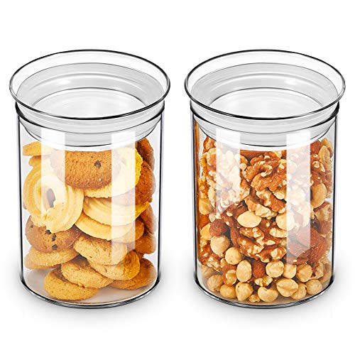 ZENS 27oz Glass Jars with Airtight Lid Set of 2, Clear Glass Storage Containers, Glass Kitchen Canisters with Airtight Lids, Coffee Jars for Brown Sugar, Pantry Organization | Thick Borosilicate Glass Canisters with Airtight Lids for Herbs, Thick Borosili