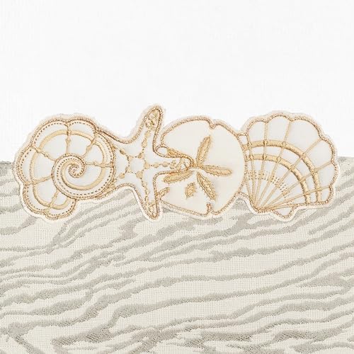 Seaside 4-Piece Luxury Towel Set, Sparkling Seashell Applique, Plush Turkish Cotton, Durable & Quick Dry, Nautical Bath Ensemble, 2 Bath 2 Hand Towels, White - color: White, size: 2 Pcs Bath 2 Pcs Hand Towel
