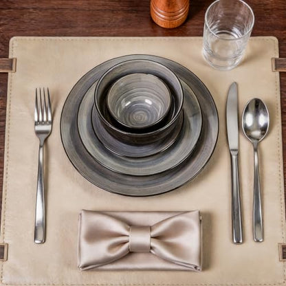 Stoneware Sonoma 56pc Dinnerware Set, Black + Speckled Spin Wash Grey - color: Gray