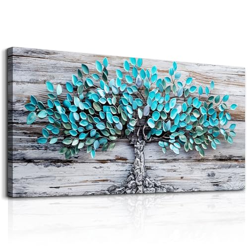 Lapremoly Blue Tree Nature Teal Wall Art-Tree of Life Wall Decor Modern Black and White Canvas Prints Abstract Artwork for Walls Paintings Picture for Bedroom Living Room Office Home Decoration 20x40 - color: Abstract Tree Painting, size: 40"L x 20"W