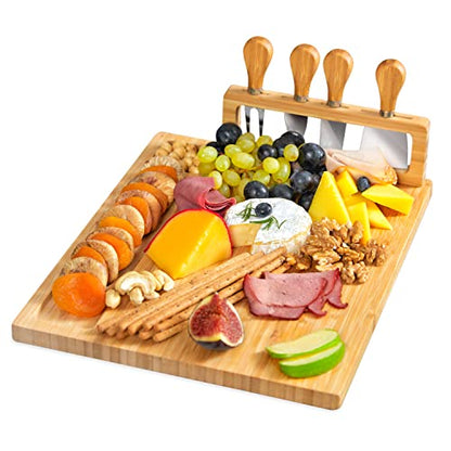 Bamboo Cheese Board and Charcuterie Boards Set & Serving Tray | House Warming Gifts for New Home, Wedding, Bridal Shower & Birthday, for Women - style: Cheese Board Set