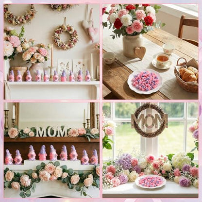RoundFunny 50 Packs Mother's Gnome Mini Figurines Bulk Best Mom Ever Gnomes Figurines Mini Resin Mom Birthday Table Decor Gift for Mum Grandma Holiday DIY Home Decor Birthday Party Favors - style: Mother's Day Gnome
