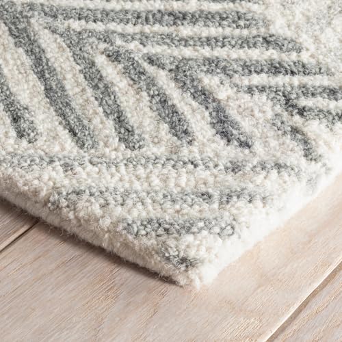 Dash & Albert Karari Blue Geometric Hand Hooked Wool Rug, 4'x6' | Hand Hooked Wool Rug, , Geometric Pattern - color: Blue, size: 4' x 6' (Rectangular)