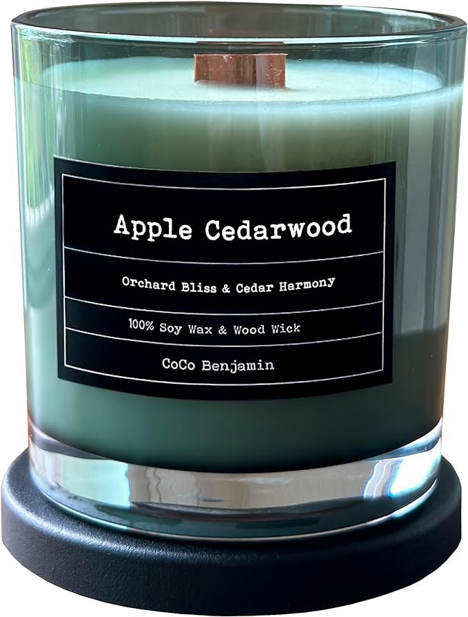 100% Soy, Highly Scented, Hand Poured Soy Candle (Apple Cedarwood (Wooden Wick)) - style: Apple Cedarwood (Wooden Wick)