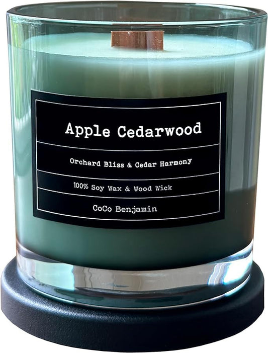 100% Soy, Highly Scented, Hand Poured Soy Candle (Apple Cedarwood (Wooden Wick)) - style: Apple Cedarwood (Wooden Wick)