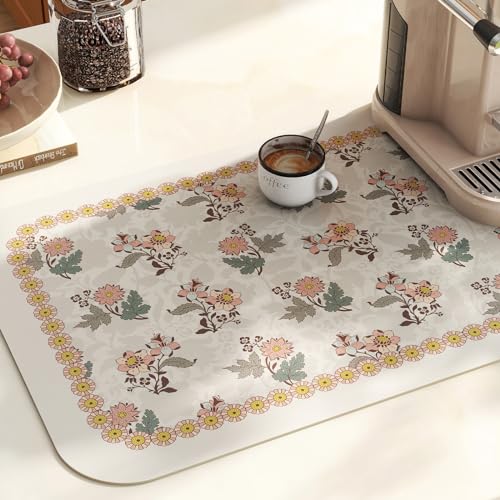 Vinyl Waterproof Placemats Set of 6 Rectangular,12"*17"-Hazel D | Wipeable Beautiful Print Place Mats,Stain Resistant,Heat Resistant,Everyday Meals,Kitchen,Dinning,Holiday,Decor - color: Hazel D