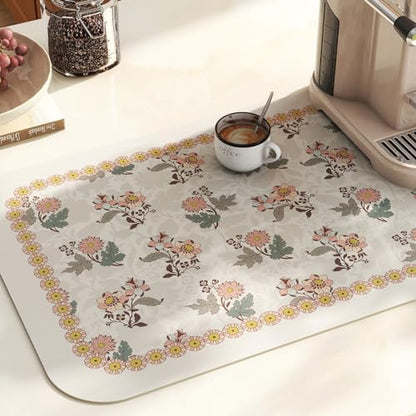 Vinyl Waterproof Placemats Set of 6 Rectangular,12"*17"-Hazel D | Wipeable Beautiful Print Place Mats,Stain Resistant,Heat Resistant,Everyday Meals,Kitchen,Dinning,Holiday,Decor - color: Hazel D