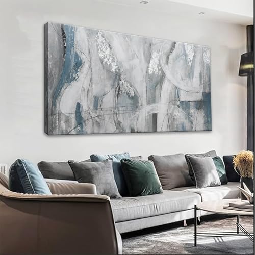 YISXINOAG Abstract Wall Art Ready To Hang White Wall Art Modern Fantasy Paintings Blue White Abstract Wall Decor Prints Canvas Art Wall Decor Painting For Bedroom Office Decoration 20" X 40" - color: Silver, size: 40"L x 20"W