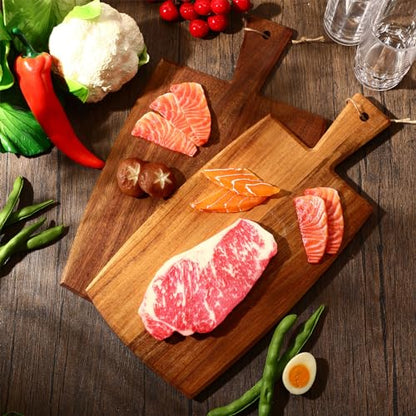Layhit 12 Pcs Acacia Wood Cutting Board Bulk with Handle, 2 Sizes