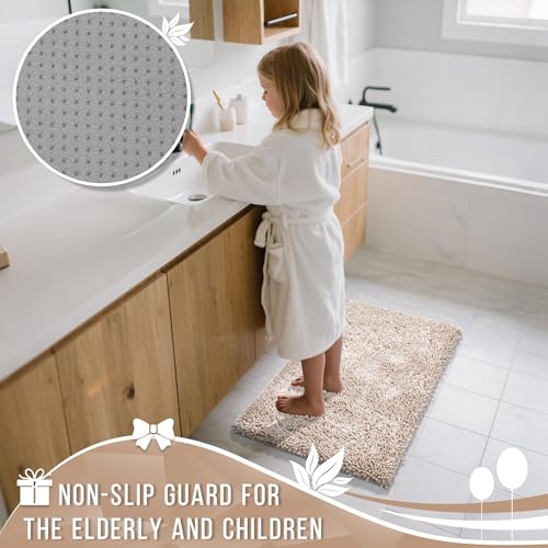 Yimobra Non-Slip Extra Thick Chenille Bath Mats, Soft Absorbent Machine Washable Quick Dry Rugs for Bathroom Tub and Shower