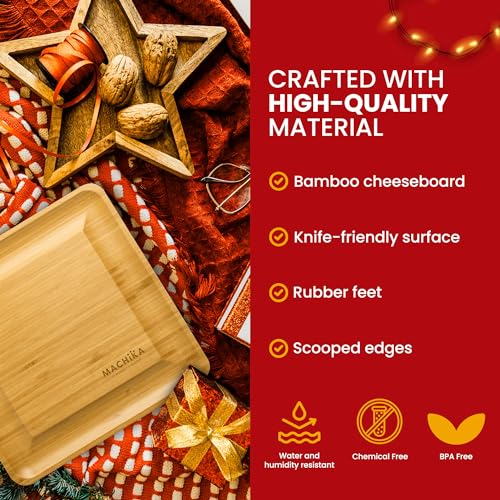 Charcuterie Board Gift Set: Charcuterie Board Set, Bamboo Cheese Board Set - House Warming Gifts New Home, Wedding Gifts for Couple, Bridal Shower Gift |13.5 x 1.5 inch