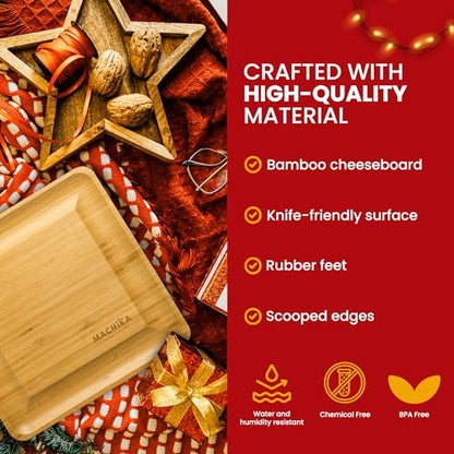 Charcuterie Board Gift Set: Charcuterie Board Set, Bamboo Cheese Board Set - House Warming Gifts New Home, Wedding Gifts for Couple, Bridal Shower Gift |13.5 x 1.5 inch