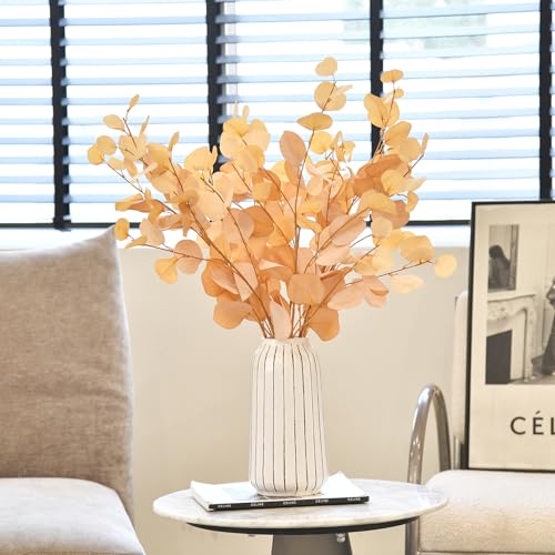 3 PCS 33" Artificial Eucalyptus Stems, Silk Branches, Champagne | Long Bendable Greenery, for Vase, Farmhouse, Home, Wedding, Party Arrangements - color: Champagne*3