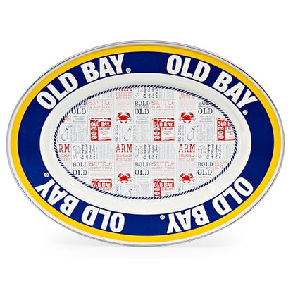 Golden Rabbit Enamelware Oval Platter, 12 x 16in, Old Bay - color: Old Bay