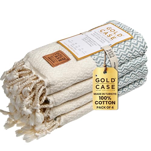 Gold CASE Turkish Hand Towels for Bathroom Set of 4–20x40''–100% Cotton Bathroom Hand Towels – Zeus Towel for Spa, Face, Tea & Dishcloth – Decorative Cloth – Aqua - color: Aqua, size: Zeus Hand Towel