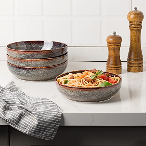 30oz Ceramic bowls set of 4-8" serving bowls for Kitchen,Pasta,Salad-Dishwasher & Microwave Safe Perfect for Housewarming, Thanksgiving, Christmas-Caramel Brown - color: Caramel Brown