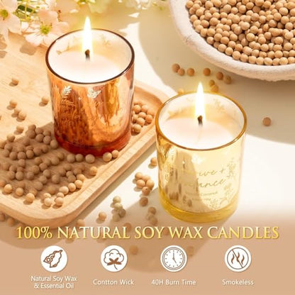 Candles for Women, 3 Pack Soy Wax Candle Gift Sets for Home Scented | Holiday Votive Candle Gifts Set, Christmas Birthday Gifts for Women Mom Her - Vanilla Coconut/Sandalwood Rose/Lemon Lavender - color: Gold, Pink, Purple