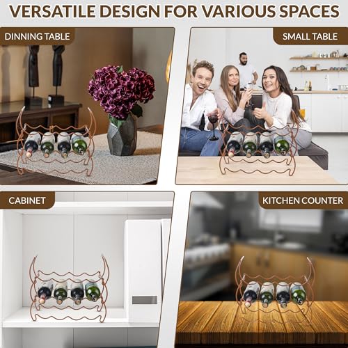 3-Tier Countertop Wine Rack, 12-Bottle Metal Liquor Display Shelf | Stackable 3-Tier Metal Wine Rack for Home Bar, Kitchen Cabinet, Countertops & Pantry - color: Rose Gold