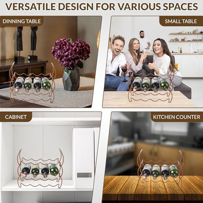 3-Tier Countertop Wine Rack, 12-Bottle Metal Liquor Display Shelf | Stackable 3-Tier Metal Wine Rack for Home Bar, Kitchen Cabinet, Countertops & Pantry - color: Rose Gold