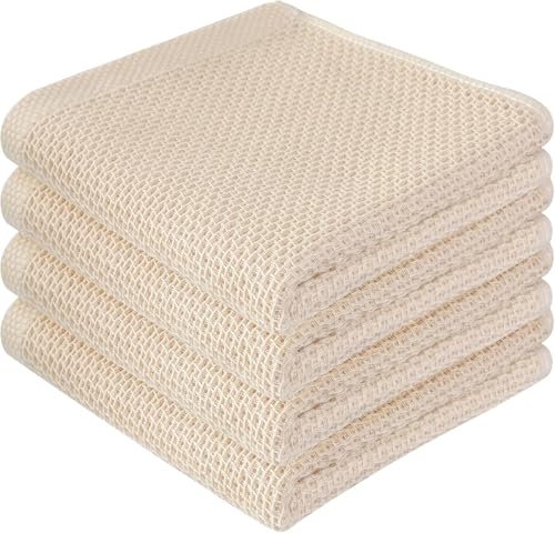 100% Cotton Waffle Weave Kitchen Dish Cloths, Ultra Soft Absorbent Quick Drying Dish Towels, 15.7 x 23.6 Inches, 6-Pack, Beige - color: Beige, size: 15 x 23 - 6 Pack