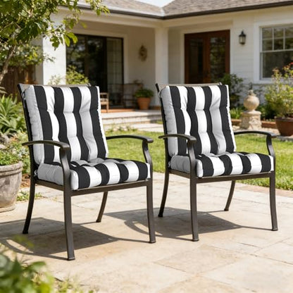 LVTXIII Outdoor Tufted Low Back Cushions Set of 2 Patio Seasonal Replacement Rocking Chair Cushion with Ties, Solid Seat and Back Chair Cushion, 42 L x 21W, Cabana Black - color: Cabana Black, size: 42x21x4