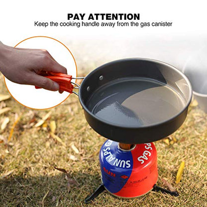 REDCAMP 6/10/11/12/14/15/19 PCS Camping Cookware Mess Kit Camping Gear Campfire Utensils Lightweight Stackable Pot Pan Bowls Soup Spoon with Storage Bag for Camping, Backpacking, Outdoor Cooking - style: Orange,10 Pcs