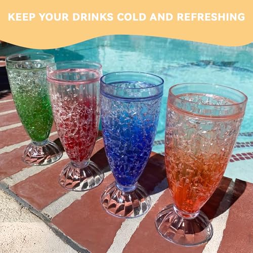 Lily's Home Frosted Freezer Milkshake Glasses, 12 oz Set of 4 – Double Wall Insulated Acrylic with Liquid Gel for Root Beer Floats, Smoothies & Ice Cream Sodas, Home Bar, Kitchen, Party & Dessert Shop - style: Milkshake cup(12oz)