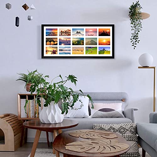 MEBRUDY 4x6 Collage Picture Frames with 15 Openings, 2 Pack Black Multi Photo Frames Display 4 x 6 Pictures with Mat for Wall Mounting - style: Regularly Style-2 Pack