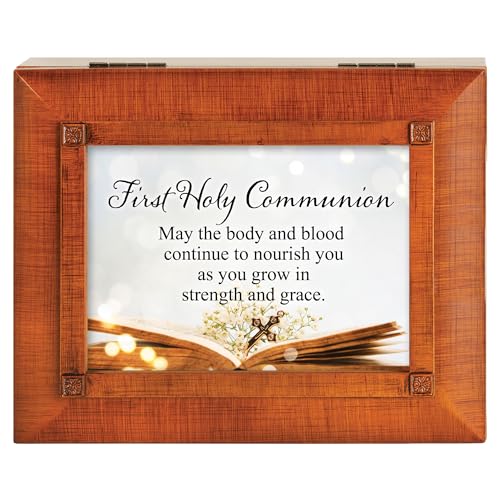 Cottage Garden JBRB14S First Holy Communion Woodgrain Finish Polymer Keepsake Photo Frame Jewelry Storage Box - style: First Holy Communion