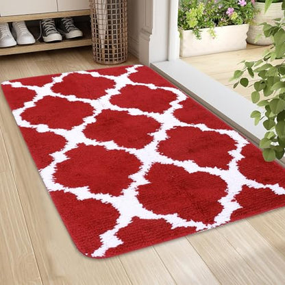 Red Bath Rug Mat Soft,Nonslip Floor Doormat,20"x32" | Small Area Rug,Rubber Backed,microfiber,Absorbent,Machine Washable,Bathroom,Entryway,Kitchen,Hallway - color: Red3