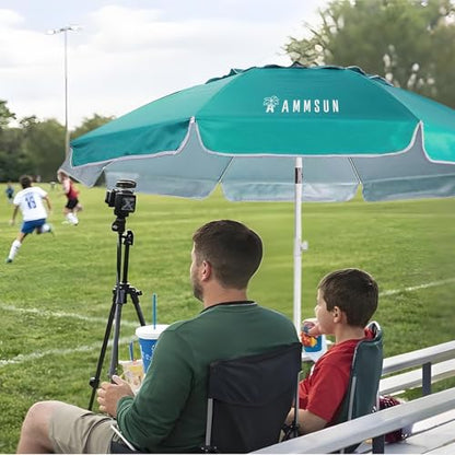 AMMSUN Shade Umbrella, Premium Portable Umbrella with Stand, 6.5ft Lightweight Free Standing Canopy for Sporting Games, Adjustable Instant Sun Protection and Easy to Carry, Turquoise - color: Turquoise