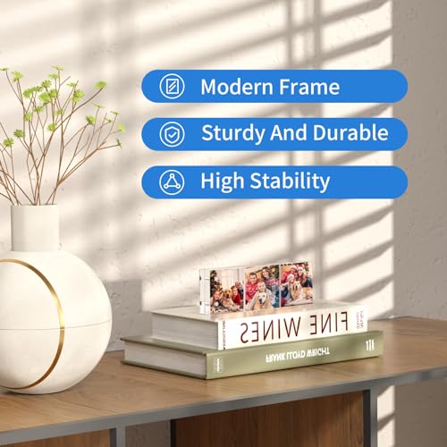 NIUBEE Photo Booth Acrylic 2x6 Picture Frame, Double Sided Mini Block Desktop Display - size: 2x6"(1 Pack)