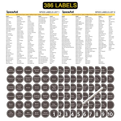 SpaceAid Spice Drawer Organizer with 28 Spice Jars, 386 Spice Labels, 4 Tier Seasoning Rack Tray Insert for Kitchen Drawers, 13" Wide x 17.5" Deep (Pack of 2) - size: 28 Jars, 13" Wide (Pack of 2)