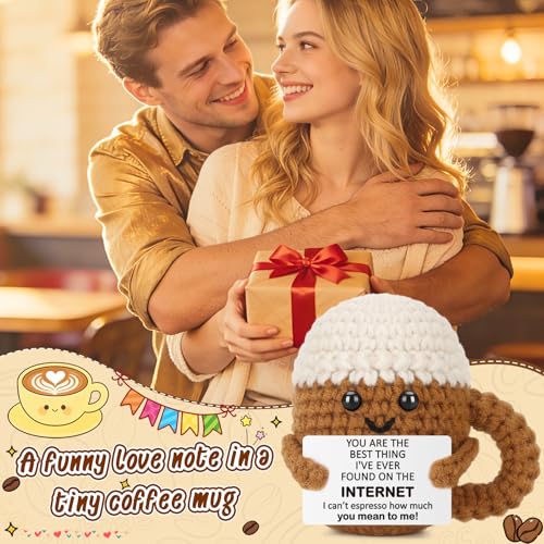 Xinezaa Crochet Coffee Anniversary Birthday Gifts for Boyfriend Girlfriend | Christmas Romantic Gifts for Wife Husband Couples Who Met Online, Coffee Lovers Long Distance Love, Valentines I Love You - style: Internet