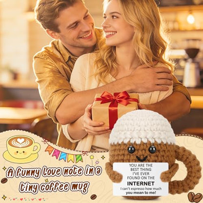 Xinezaa Crochet Coffee Anniversary Birthday Gifts for Boyfriend Girlfriend | Christmas Romantic Gifts for Wife Husband Couples Who Met Online, Coffee Lovers Long Distance Love, Valentines I Love You - style: Internet
