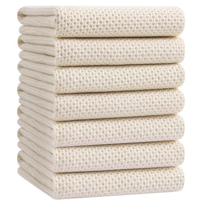 Homaxy 100% Cotton Oversized Waffle Weave Kitchen Towels, 7-Pack, Beige | 20 x 28 Inches, Ultra Soft Absorbent Dish Towels, Quick Drying Large Cleaning Towels - color: Beige, size: 20 X 28 - 7 Pack