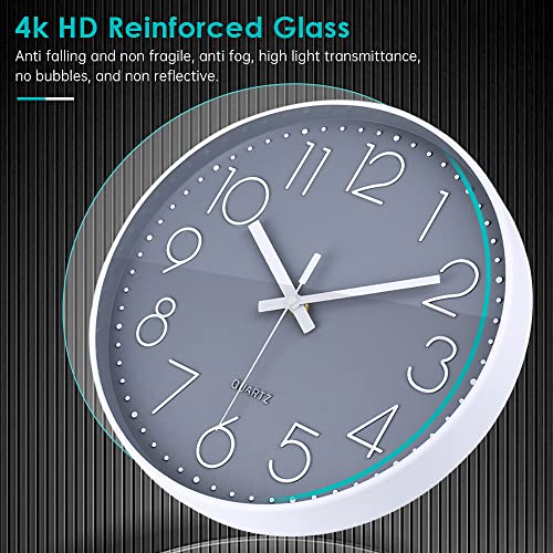 10 Inch Gray Wall Clock Battery Operated Silent & Non-Ticking Wall Clock for Home, Bathroom, Bedroom, Kitchen - color: Gray, size: 10 Inch