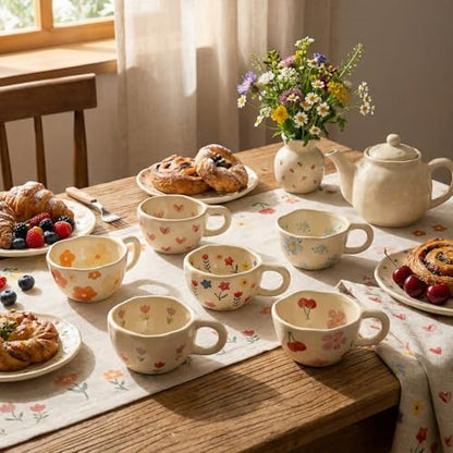 Maxdot 12oz Ceramic Coffee Mugs, Glazing Process Coffee Cup,6 Pcs,Cute - style: Cute