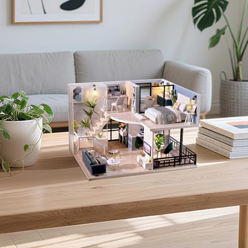 DIY Miniature Dollhouse Kit - Tiny House Modern Mini Scene Kit 3D Puzzles for Adults and Teenagers, Gifts for Women Teenagers Craft Lovers (Cozy Time) - style: Cozy Time