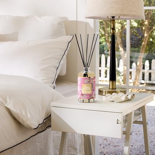 Reed Diffuser Refill Cherry Blossom 17oz (500ml) with 8 Sticks - Premium Long-Lasting Scented Oil, Home Fragrance for Bedroom, Bathroom Home Decor - size: 17 Fl Oz (Pack of 1)
