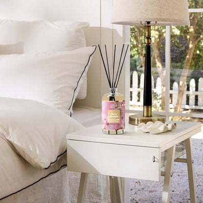 Reed Diffuser Refill Cherry Blossom 17oz (500ml) with 8 Sticks - Premium Long-Lasting Scented Oil, Home Fragrance for Bedroom, Bathroom Home Decor - size: 17 Fl Oz (Pack of 1)