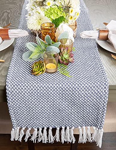 DII Woven Basics Collection 100% Cotton Knit Table Runner, 15x108, French Blue - color: French Blue, size: 15x108"