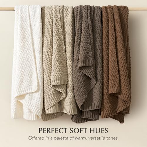EVERGRACEHOME Chunky Chenille Knit Throw Blanket, 50 x 60, Mocha Brown | Sculpted Moss Stitch, Chic Modern Farmhouse, All-Season Warmth, OEKO-TEX® Certified, Elegant Blanket for Couch, Bed, Sofa - color: Mocha Brown, size: 50" X 60"