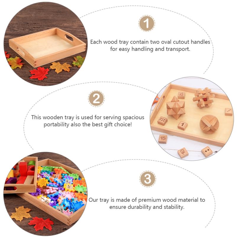 Kisangel Rectangular Wooden Tray Wooden Storage Tray Box Serving with Handle Multi Use Storage Plate Board for Tea Food Makeup Items Sundries Size S Paintable
