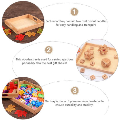 Kisangel Rectangular Wooden Tray Wooden Storage Tray Box Serving with Handle Multi Use Storage Plate Board for Tea Food Makeup Items Sundries Size S Paintable