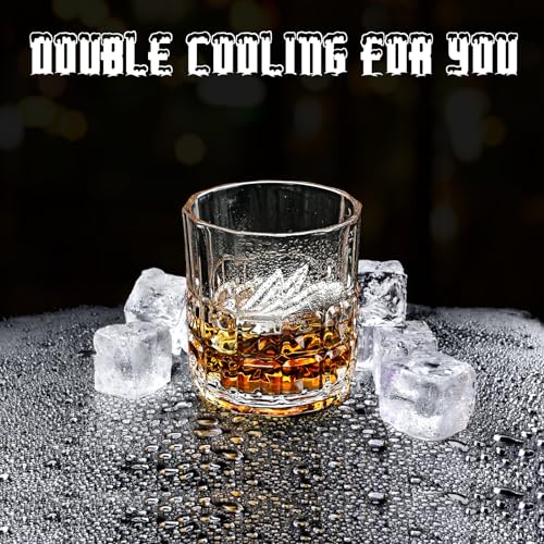 Whiskey Glasses Set with Stainless Steel Cooling Stones, for Men | Ideal for Birthday, Christmas, Gift for Dad Husband Boyfriend, Keeps Drinks Cold Without Dilution, Classic Home Bar Accessory